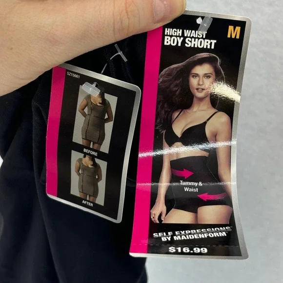 Maidenform‎ Shapewear High Waist Boy Short Tummy Control Black Medium - Picture 4 of 10